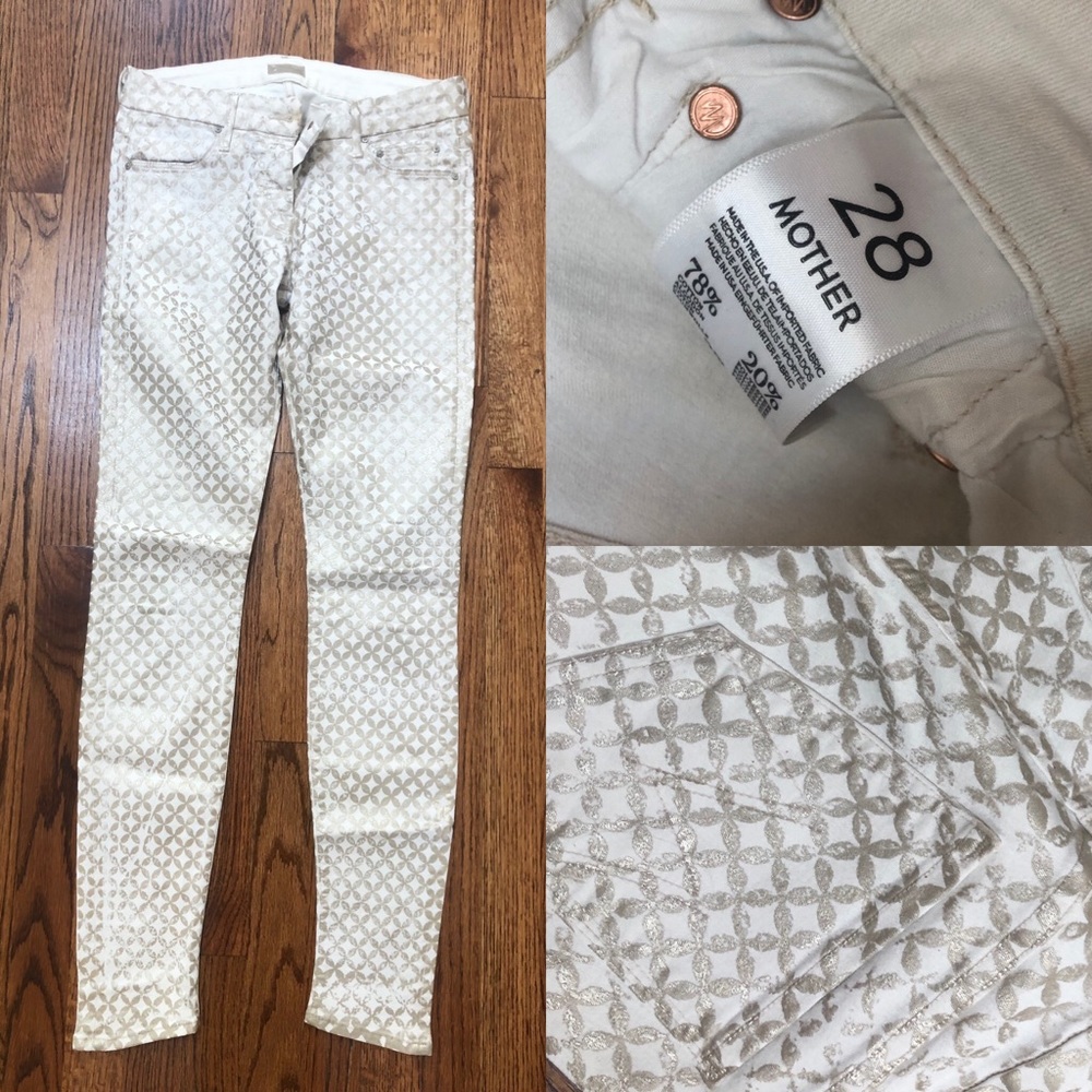 Mother Jeans- gold & white - size 28